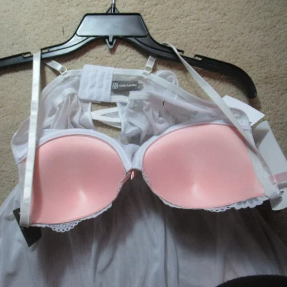 NWT push up babydoll  & panty white set L - Picture 10 of 16